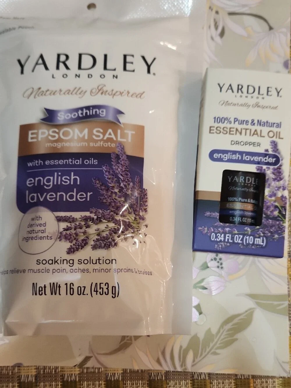 Yardley English Lavender 16 oz Epsom Salt & 100% Pure Lavender Oil Dropper .34 o